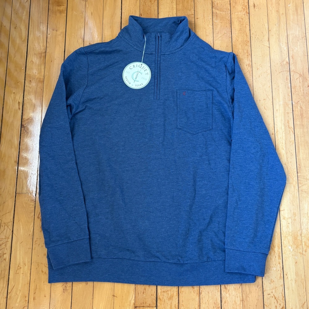 Criquet Pullover Mens XL Blue 1/4 Zip Performance Casual Golf Sweater